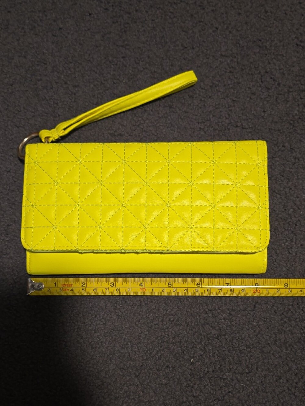 Neon Yellow Quilted Wristlet Wallet - Picture 2 of 6